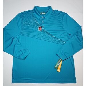 Pro Tour Mens Teal Long Sleeve Performance‎ Polo Golf Shirt Size XXL NWT